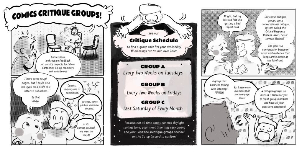 February 2026 Events Jessi Eoin Cartoonist Cooperative Comics Critique Groups 2 Art By Luke Luftschein Design By Adrian Alvarez 1024x515 